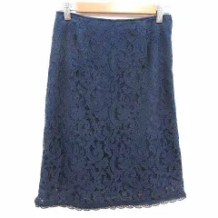 ミミ&ロジャー mimi&roger タイトスカート ひざ丈 総レース 36 S 紺 ネイビー /YK