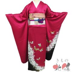 508z17〇振袖 仮絵羽 貝桶 赤紫 金駒刺繍 洒落紋〇美品 成人式 結婚式