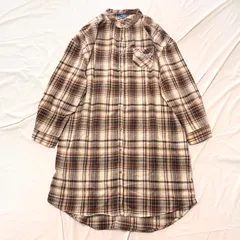 アウトドアプロダクツ　OUTDOORPRODUCTS　シャツワンピース　チェック柄シャツ　フランネルシャツ　LLサイズ　ブラウン系　送料無料✨のサムネイル