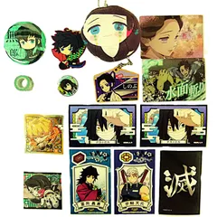 [TK]鬼滅の刃 竈門炭治郎 我妻善逸 胡蝶しのぶ 富岡義勇 宇随天元 時任無一郎 伊黒小芭内 珠世 厭夢 びっくらポン くら寿司 コラボ 缶バッチ / ストラップ / マスコット / マステ / カード / ステッカー まとめ売り 14点セット + おまけ