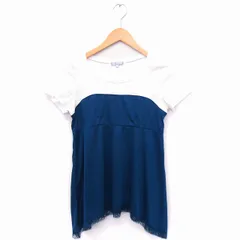 ザジ ZAZIE カットソー Tシャツ レース 配色 丸首 半袖 コットン 綿 2 ホワイト 白 グリーン 緑 /FT4のサムネイル