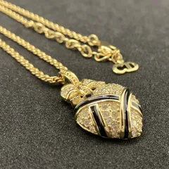 極美品　Christian Dior　ディオール　ネックレス　ラインストーン　ゴールド×ブラック系　1881