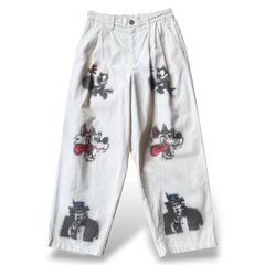 ワイドイージーパンツ アメトラ タトゥー モノクロペイント メモリアル