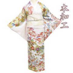 藤娘きぬたや 美品 総絞り 本絞り 名品 孔雀 白地 フルセット 振袖