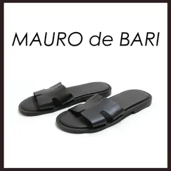 新品 未使用 マウロデバーリ 6029 レザーサンダル ブラック27.5cm【MAURO de BARI】スムースレザー Hカットラインサンダル スライドサンダルのサムネイル