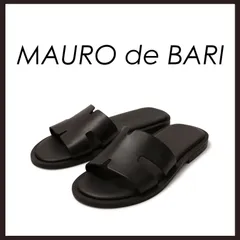 新品 未使用 マウロデバーリ 6029 レザーサンダル ブラック25cm【MAURO de BARI】ナッパレザー Hカットラインサンダル スライドサンダルのサムネイル