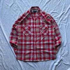 【Wrangler】ラングラー ウエスタンシャツ 長袖 チェックシャツ レッド 赤 スナップボタン アメカジ グランジ Y2K ストリート 古着 オーバーサイズ ビッグシルエット メンズ 秋 冬 春 ヴィンテージライク カウボーイ ワークシャツ WS9005