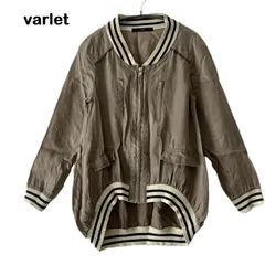 【verlet】ジップアップブルゾン 薄手ジャケット カジュアルアウター アースカラー カーキ系 日本製（中古）のサムネイル