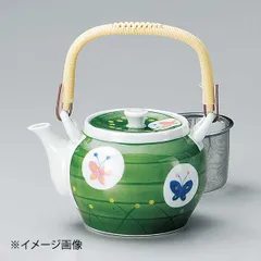 【新品】グリーン巻蝶U付6号土瓶(有田焼)