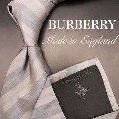 BURBERRY バーバリー ネクタイ グレー シルク ストライプ 格子柄
