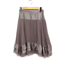 ボディドレッシングデラックス BODY DRESSING Deluxe シフォン プリーツ スカート ひざ丈 切替 レース サテン 34 モカブラウン 茶 /FT43