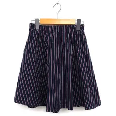 ローリーズファーム LOWRYS FARM スカート フレア ひざ丈 ストライプ ゆったり コットン混 F 紺 ネイビー /NT23