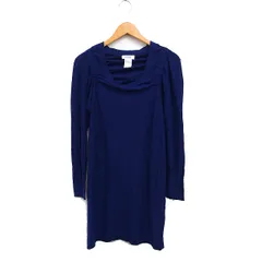 ソニア ソニアリキエル SONIA SONIA RYKIEL ニット ワンピース 長袖 ひざ丈 ギャザー 無地 ウール L ブルー 青 /FT41のサムネイル
