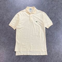 希少フランス製LacosteラコステポロシャツXL刺繍ロゴ 鹿の子フレラコ黄 