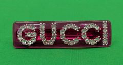 GUCCI グッチ ラインストーン ロゴ バレッタ ヘアクリップ ヘアピン