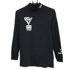 【美品】パーリーゲイツ 長袖ハイネックシャツ 黒×白 ネックロゴ ロゴ白 メンズ 4(M) ゴルフウェア PEARLY GATES