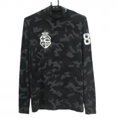 パーリーゲイツ 長袖ハイネックシャツ グレー×黒 迷彩 カモフラ 微起毛 アクリル混 メンズ 3(S) ゴルフウェア PEARLY GATES