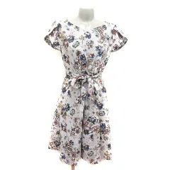 アナトリエ ANATELIER ワンピース ひざ丈 花柄 ウエストマーク 半袖 38 マルチカラー /MS