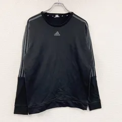 adidas　アディダス　スウェット/トレーナー　パフォーマンスロゴ　ワンポイント　スリーストライプス　黒　ブラック　古着