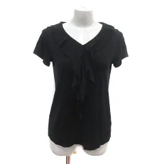 コムサイズム COMME CA ISM カットソー フリル 半袖 M 黒 ブラック /MS