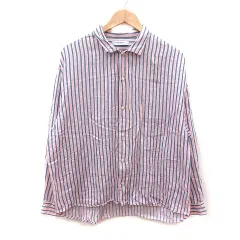 チャオパニック CIAOPANIC シャツ ストライプ 長袖 L ピンク 青 ブルー 白 ホワイト ベージュ /MS