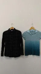 最終価格！ 値下げ不可品　(〇2088) 【2枚セット】UNIQLO ユニクロ 長袖チェックシャツ 半袖グラデーションポロシャツ M