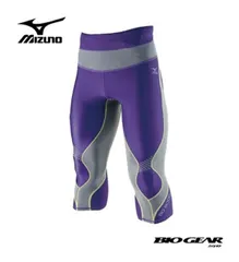 【ゆうパケットで送料無料！代金引換不可】MIZUNO ミズノ BG8000 バイオギアタイツ(セミロング) パープル×ライム[A60BP27767] ※配達日時指定不可商品です。