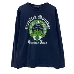 USA製 BAYSIDE 長袖 プリントTシャツ LARGE ネイビー プルオーバー ビッグプリント バックプリント ロンT 春物 a804-6473