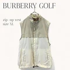 BURBERRY GOLF バーバリー ゴルフ ナイロンベスト アイボリー系 切り替え ノバチェック 首元 メンズLL相当