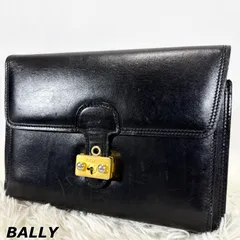 バリー BALLY クラッチバッグ 手持ち ゴールド金具 ロゴ刻印 収納多数 高機能 本革 レザー