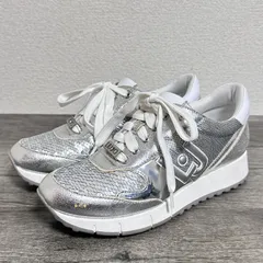 ジェフリーキャンベル取扱 LIU JO リュージョー イタリアブランド +2cmインヒール スパンコール メタリックスニーカー 37 23.5cm シルバーのサムネイル