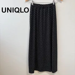 UNIQLO ドット柄 ロングスカート S ブラック 水玉 フレア ウエストゴム