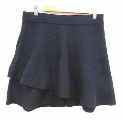 ザラ ベーシック ZARA BASIC フレアスカート ミニ ニット L 紺 ネイビー /YK