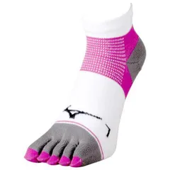 MIZUNO ミズノ ランニングソックス　5本指ソックス 男女兼用 ホワイト×マゼンダ［J2MX550376］