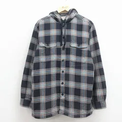L/古着 エルエルビーン 長袖 シャツ ジャケット パーカー メンズ 00年代 00s フランネル コットン 紺 チェック 内側ボア 26apr03