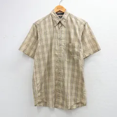 M/古着 ノーティカ 半袖 ブランド シャツ メンズ 90年代 90s ワンポイントロゴ コットン ボタンダウン ベージュ系他 チェック 26apr03