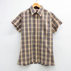L/古着 半袖 シャツ メンズ 90年代 90s 茶他 チェック 26apr03