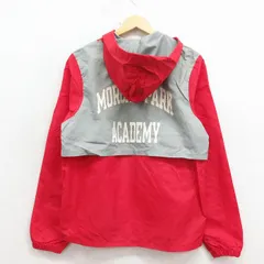 S/古着 チャンピオン champion 長袖 ハーフジップ ナイロン ジャケット アノラック パーカー メンズ 90年代 90s アカデミー ツートンカラー USA製 赤【spe】 26apr03