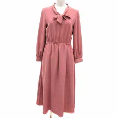 ロペピクニック ROPE Picnic シャツワンピース フレア ひざ丈 ボウタイ 長袖 38 M ピンク /YK