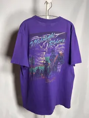 カウボーイ 90s ヴィンテージ ビンテージ ラングラー MIDNIGHT RAIDERS プロモーションTシャツ 縫製仕様過渡期 希少品 古着 パープル シングルステッチ Wrangler　MADE IN USA　アメリカ製　アメリカンヴィンテージ