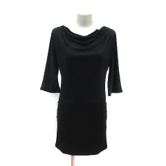 ナチュラルビューティーベーシック NATURAL BEAUTY BASIC ワンピース ひざ丈 ドレープ 七分袖 S 黒 ブラック /MS