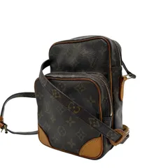 美品 LOUIS VUITTON ルイヴィトン モノグラム アマゾン ショルダーバッグ 肩掛け 斜めがけ ゴールド金具 シリアル PVC ブラウン メンズ レディース ユニセックス