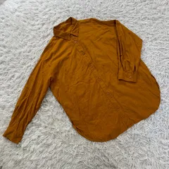 GU ジーユー リネンブレンドオーバーサイズシャツ(長袖) リネンレーヨン混 長袖シャツ オレンジ系 レディース XL 231-346716 2022年 春