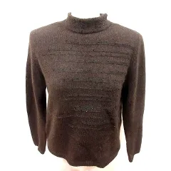 ニット セーター 長袖 ウール アンゴラ混 M 茶 ブラウン /RT