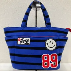 2476　PEARLY GATES　パーリーゲイツ　カートバッグ　ゴルフバッグ　ラウンドバッグ　トートバッグ　ハンドバッグ　ブルー　青　ブラック　黒　レッド　ワッペン　ニコちゃんマーク　スマイリー　ボーダー　ゴルフ　スポーツ