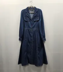 1375 LAP ラップ デニム ロング丈ワンピース M レディース ボタンタイプ フレアフィット デニムワンピース