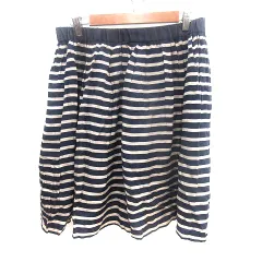 ペイトンプレイス PEYTON PLACE フレアスカート ひざ丈 ボーダー 13B XL 紺 ネイビー /AU