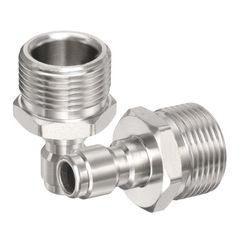 uxcell 高圧洗浄機アダプター2個セット 1/4インチオスクイックプラグからM22 15mmオスステンレス鋼製クイックコネクトフィッティングスイベルアダプター 高圧洗浄機ホース用