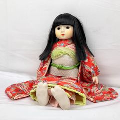 アンティーク古布着物　人形着物　市松人形着物　重ね着つき 専用 市松人形用 着物 15号用 53cm位 着物 正絹古布 黒地 帯付き
