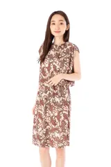 新品 在庫処分！　エジェリ(EGERIE)ワンピース T1 T2 T3サイズ フレンチ袖 ひざ丈ワンピース ペイズリー柄 レディース